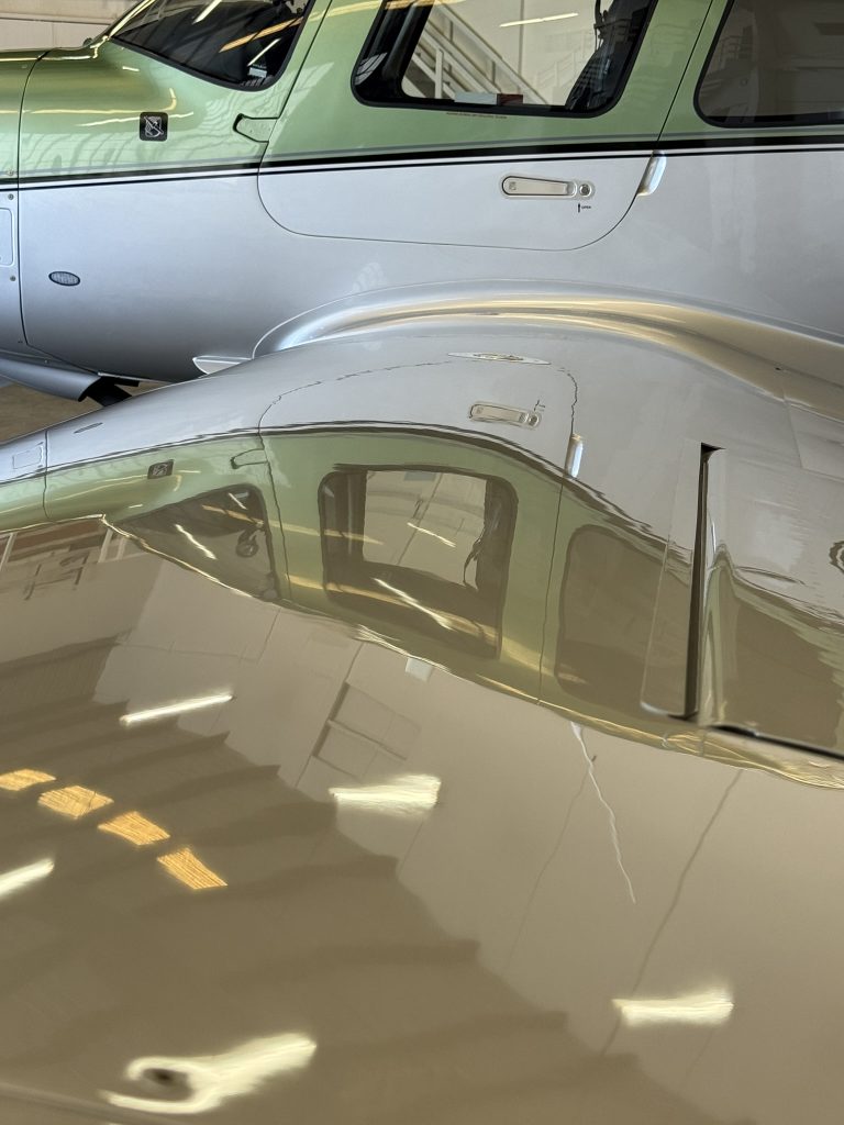 Reflections in a polished aircraft wing