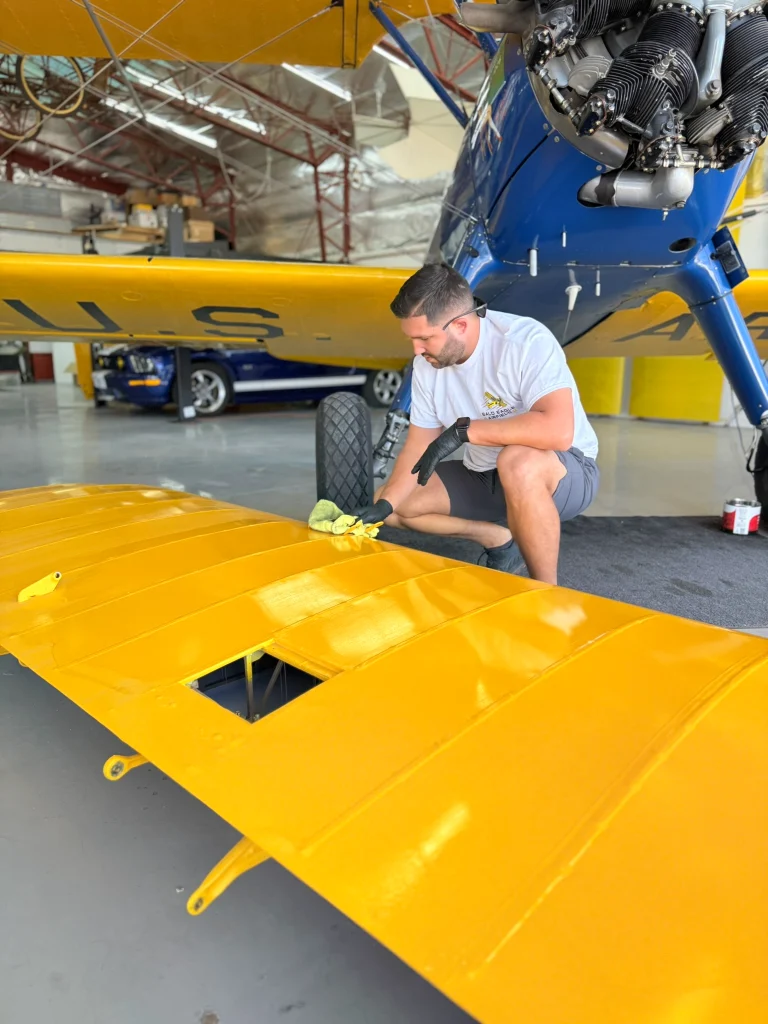 Aircraft detailing professional polishing an aircraft